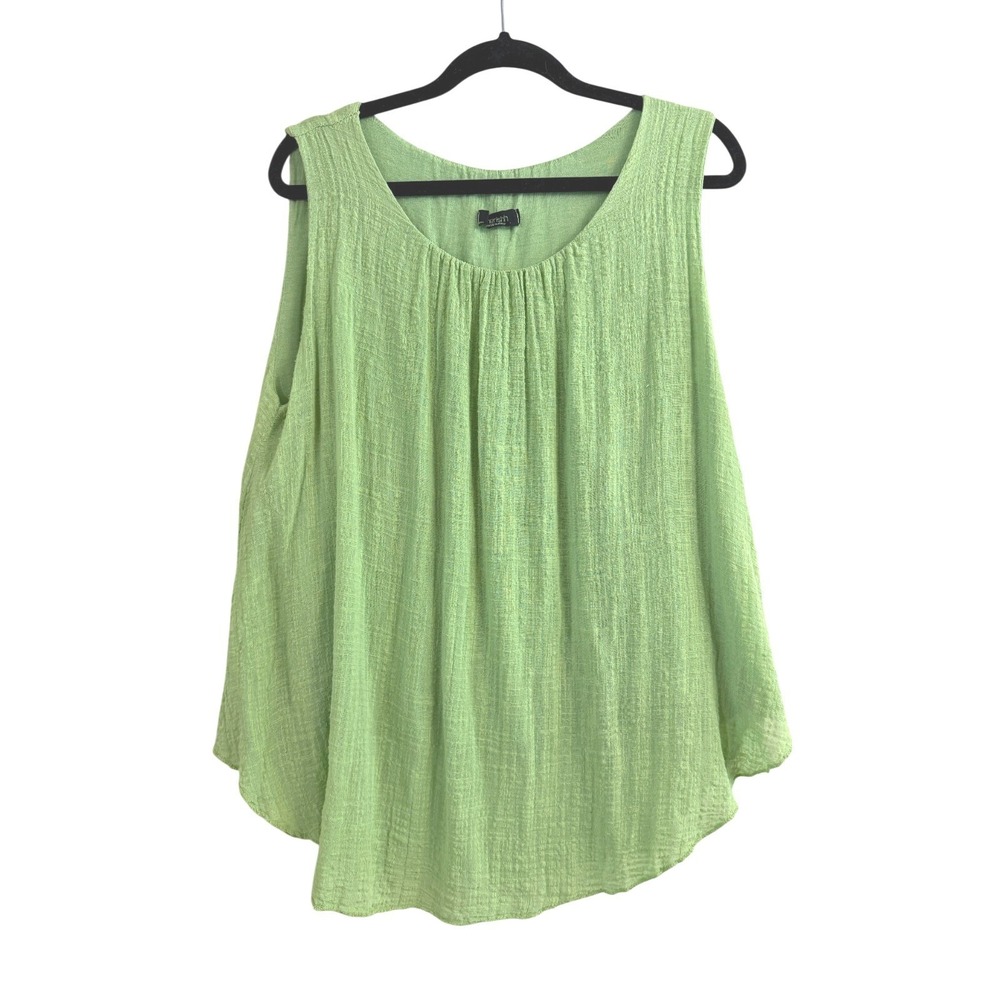 Cherishh Gauze Sleeveless Shirt OSFM Viscose Green Two Layers